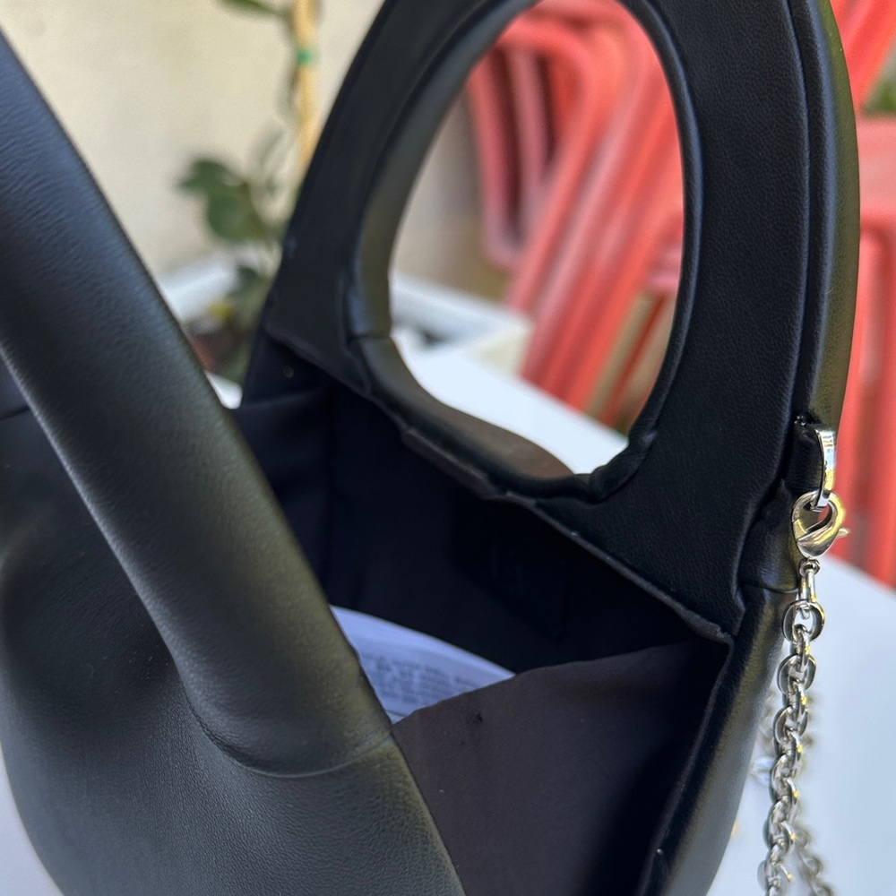 Zara Black Mini Rounded Handle Bag with Silver Chain - Picture 10 of 12